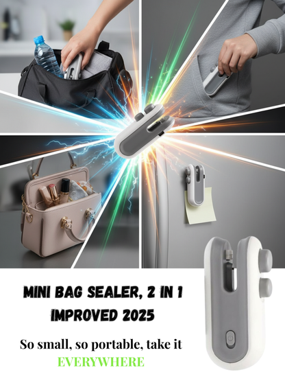 Mini scelleuse de sacs, 2 en 1 améliorée 2025