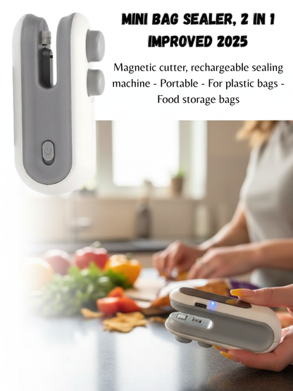 Mini scelleuse de sacs, 2 en 1 améliorée 2025